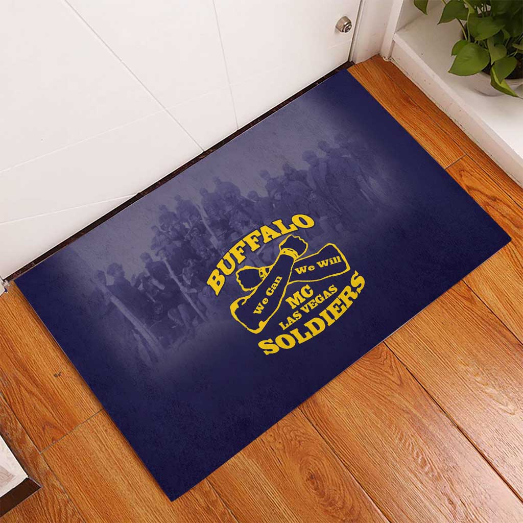 Buffalo Soldier Rubber Doormat African American Heroes - Navy Blue - African Pride