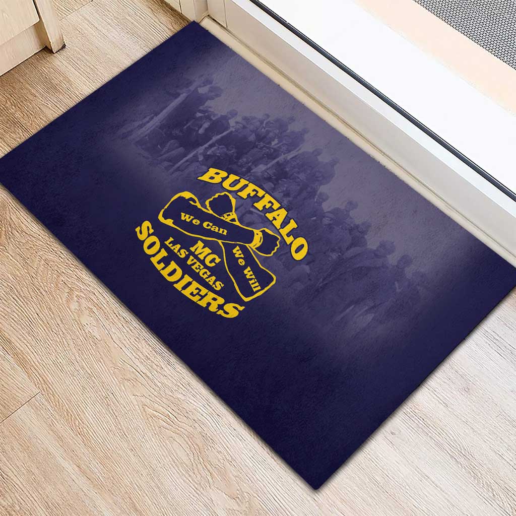 Buffalo Soldier Rubber Doormat African American Heroes - Navy Blue - African Pride