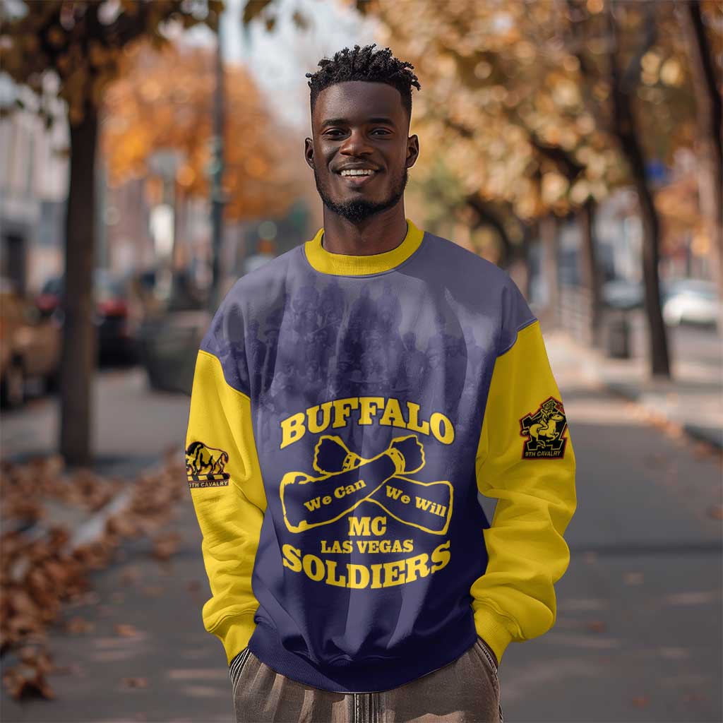 Personalized Buffalo Soldier Sweatshirt African American Heroes - Navy Blue - African Pride