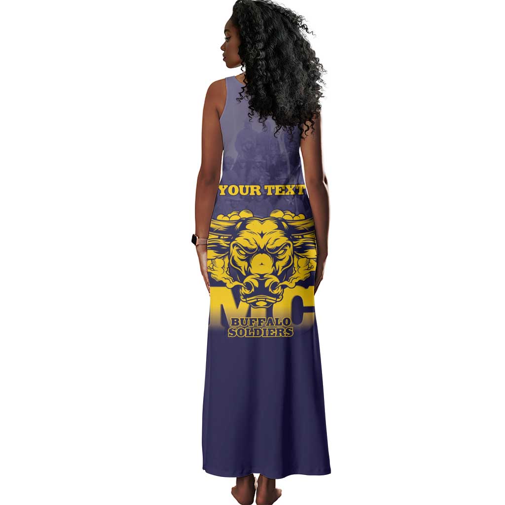 Personalized Buffalo Soldier Tank Maxi Dress African American Heroes - Navy Blue - African Pride