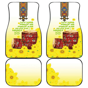 Melkam Enkutatash Ethiopian Car Mats Kebero Drum With Adey Abeba Flower - African Pride
