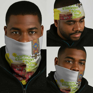 Melkam Enkutatash Ethiopian Neck Gaiter Kebero Drum Adey Abeba Flower LT15