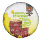 Melkam Enkutatash Ethiopian Spare Tire Cover Kebero Drum With Adey Abeba Flower - African Pride