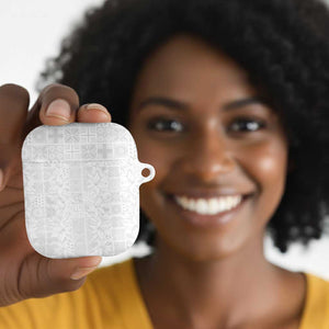 Nigeria Osun-Osogbo Festival AirPods Case White Lily Lei With Yoruba Pattern