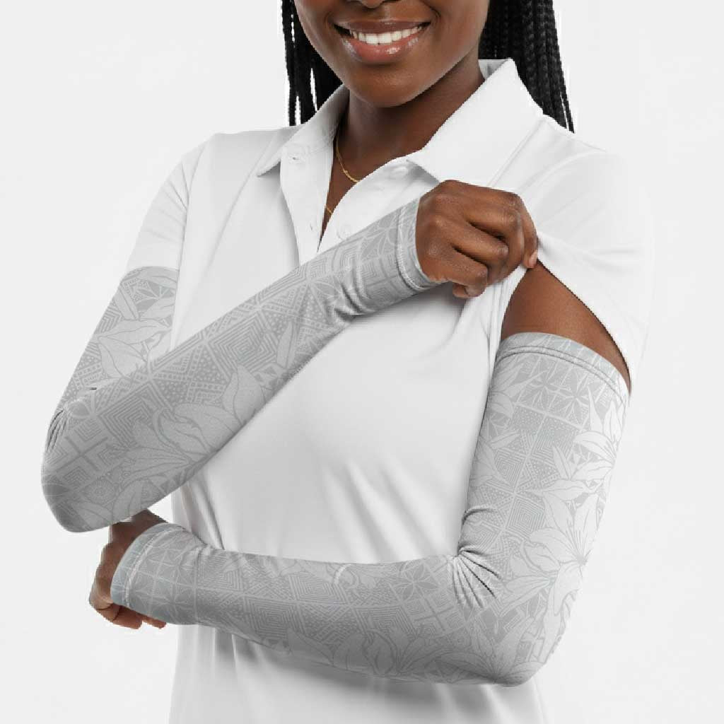 Nigeria Osun-Osogbo Festival Arm Sleeves White Lily Lei With Yoruba Pattern