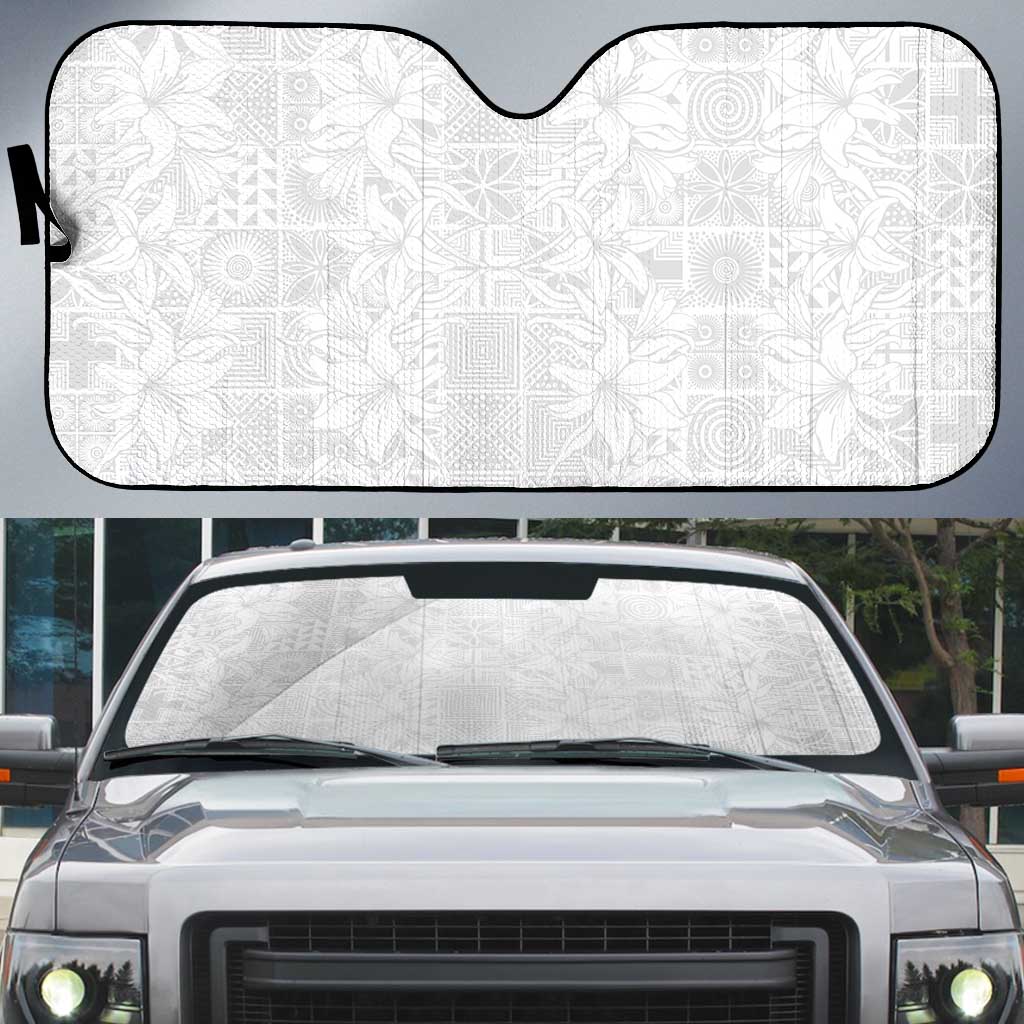 Nigeria Osun-Osogbo Festival Auto Sun Shade White Lily Lei With Yoruba Pattern