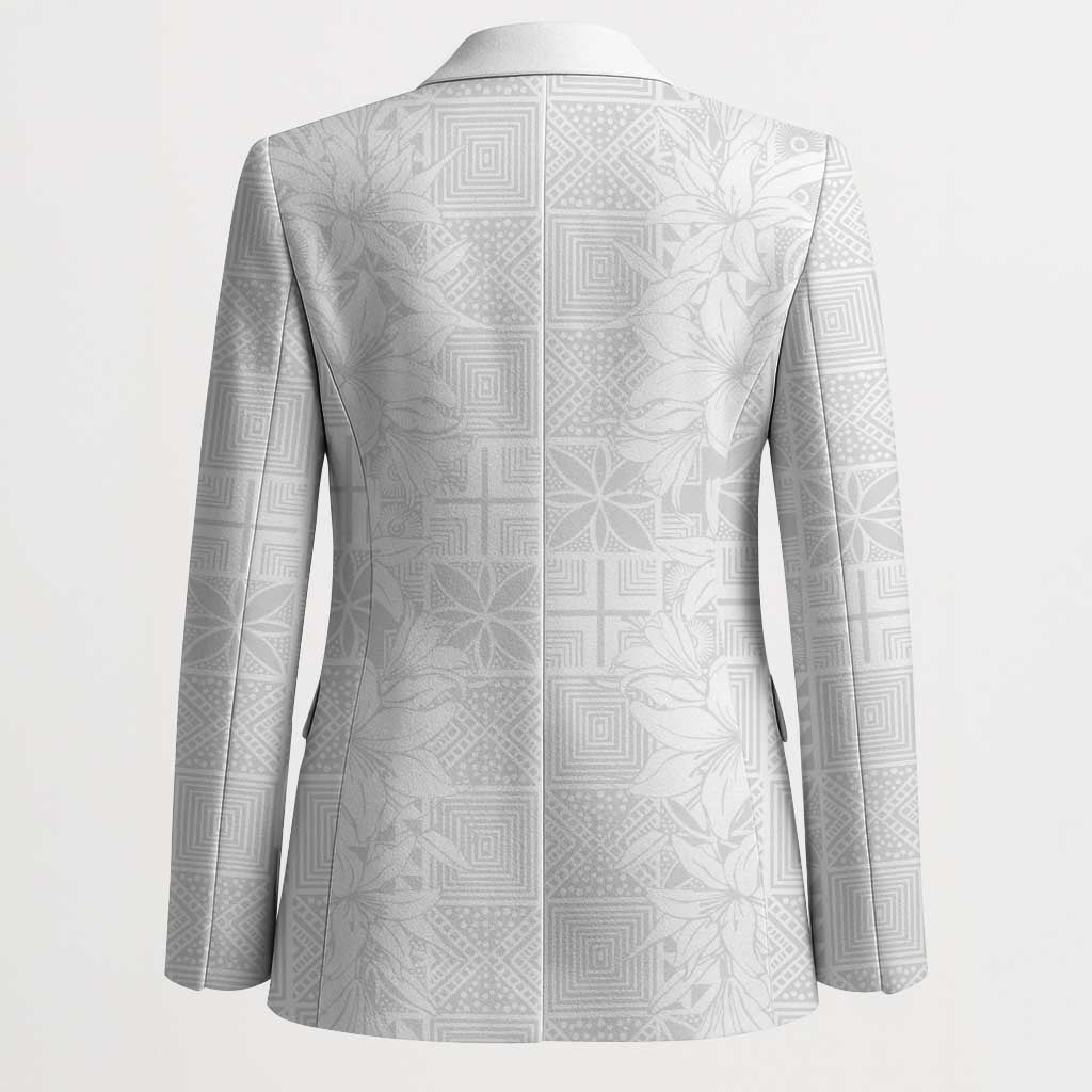 Nigeria Osun-Osogbo Festival Blazer White Lily Lei With Yoruba Pattern