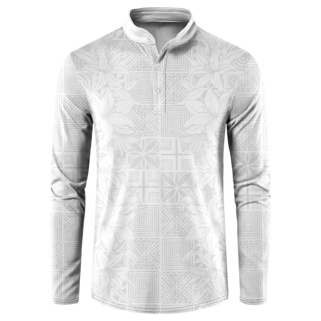Nigeria Osun-Osogbo Festival Button Sweatshirt White Lily Lei With Yoruba Pattern