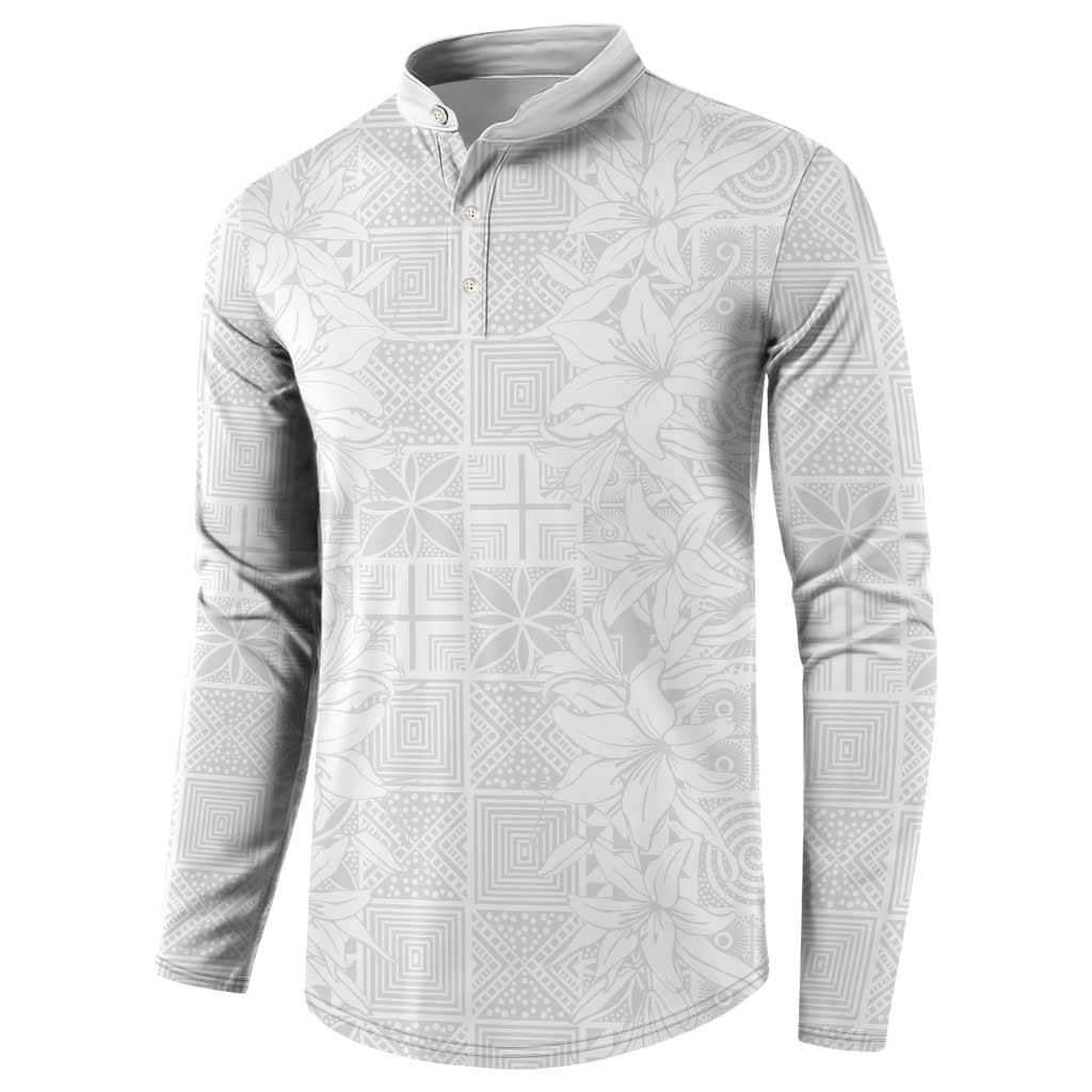 Nigeria Osun-Osogbo Festival Button Sweatshirt White Lily Lei With Yoruba Pattern