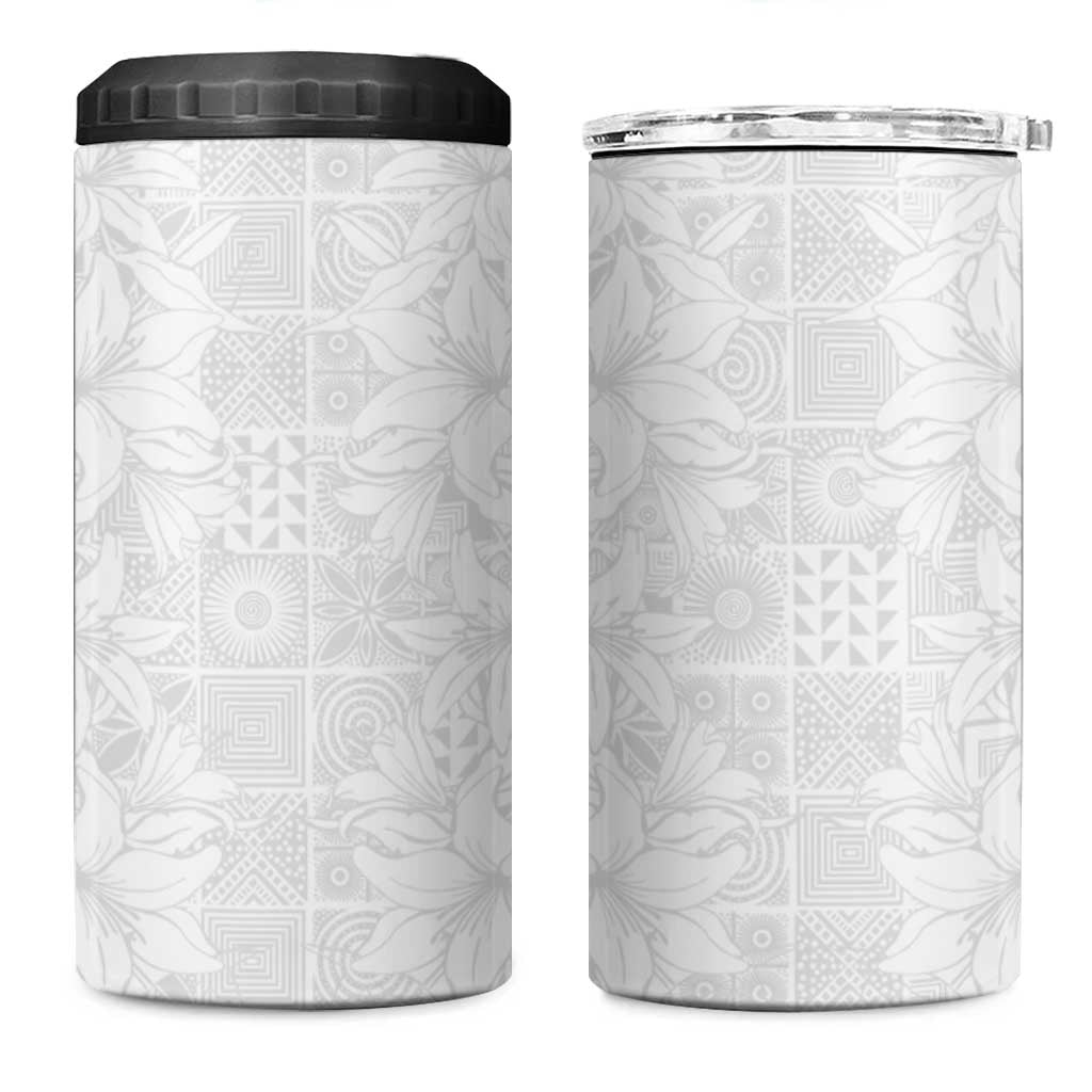 Nigeria Yoruba Osun-Osogbo Festival 4 in 1 Can Cooler Tumbler White Lily Lei - African Pride