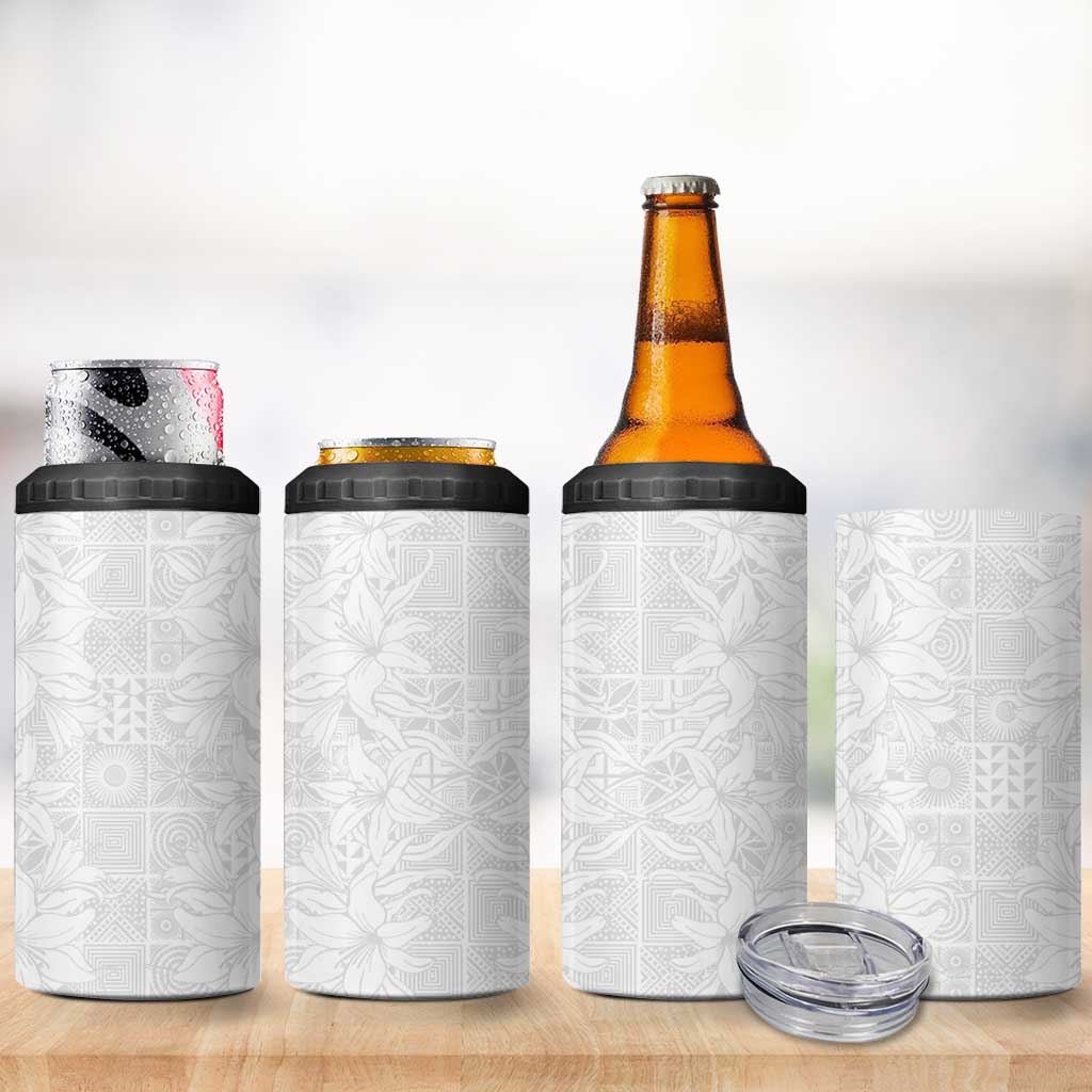 Nigeria Yoruba Osun-Osogbo Festival 4 in 1 Can Cooler Tumbler White Lily Lei - African Pride