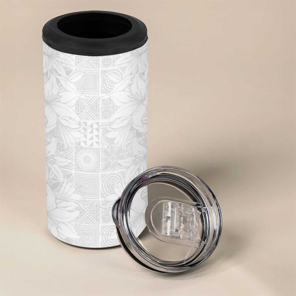 Nigeria Yoruba Osun-Osogbo Festival 4 in 1 Can Cooler Tumbler White Lily Lei - African Pride