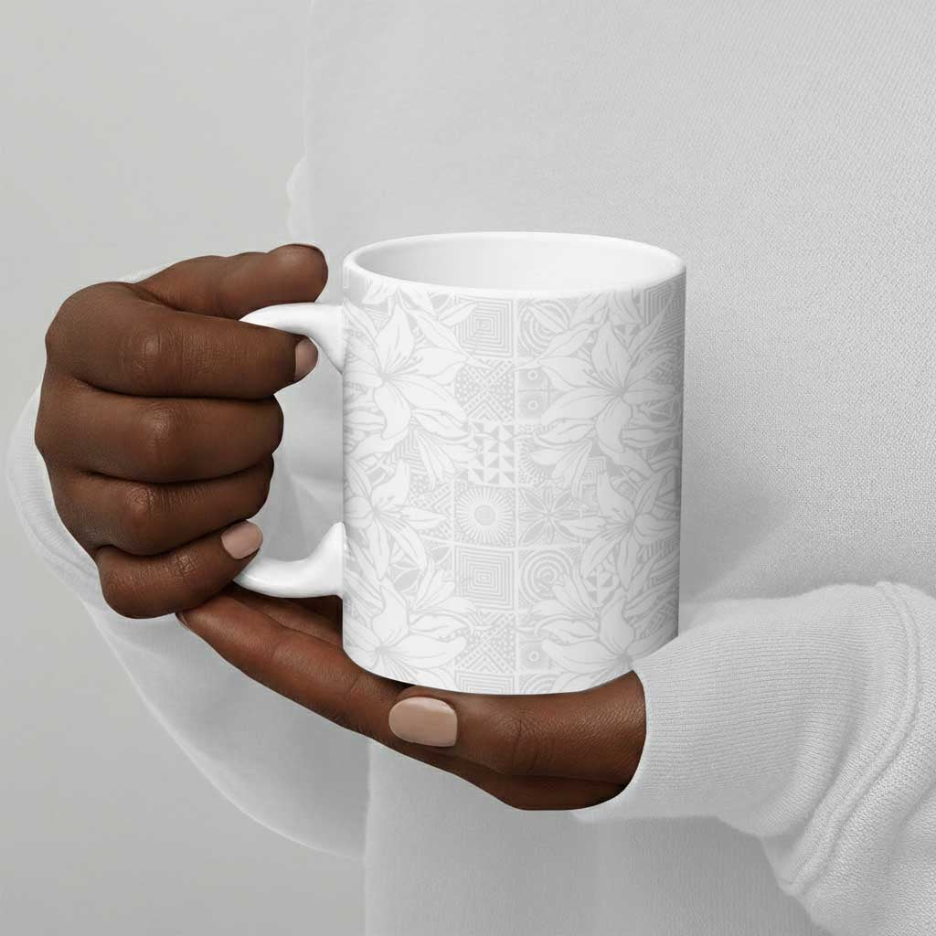 Nigeria Osun-Osogbo Festival Ceramic Mug White Lily Lei With Yoruba Pattern