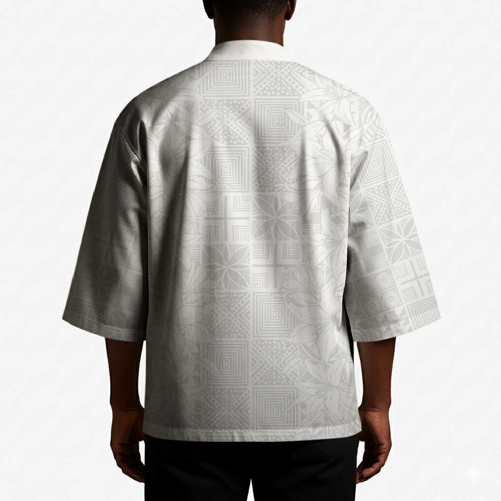Nigeria Osun-Osogbo Festival Kimono White Lily Lei With Yoruba Pattern