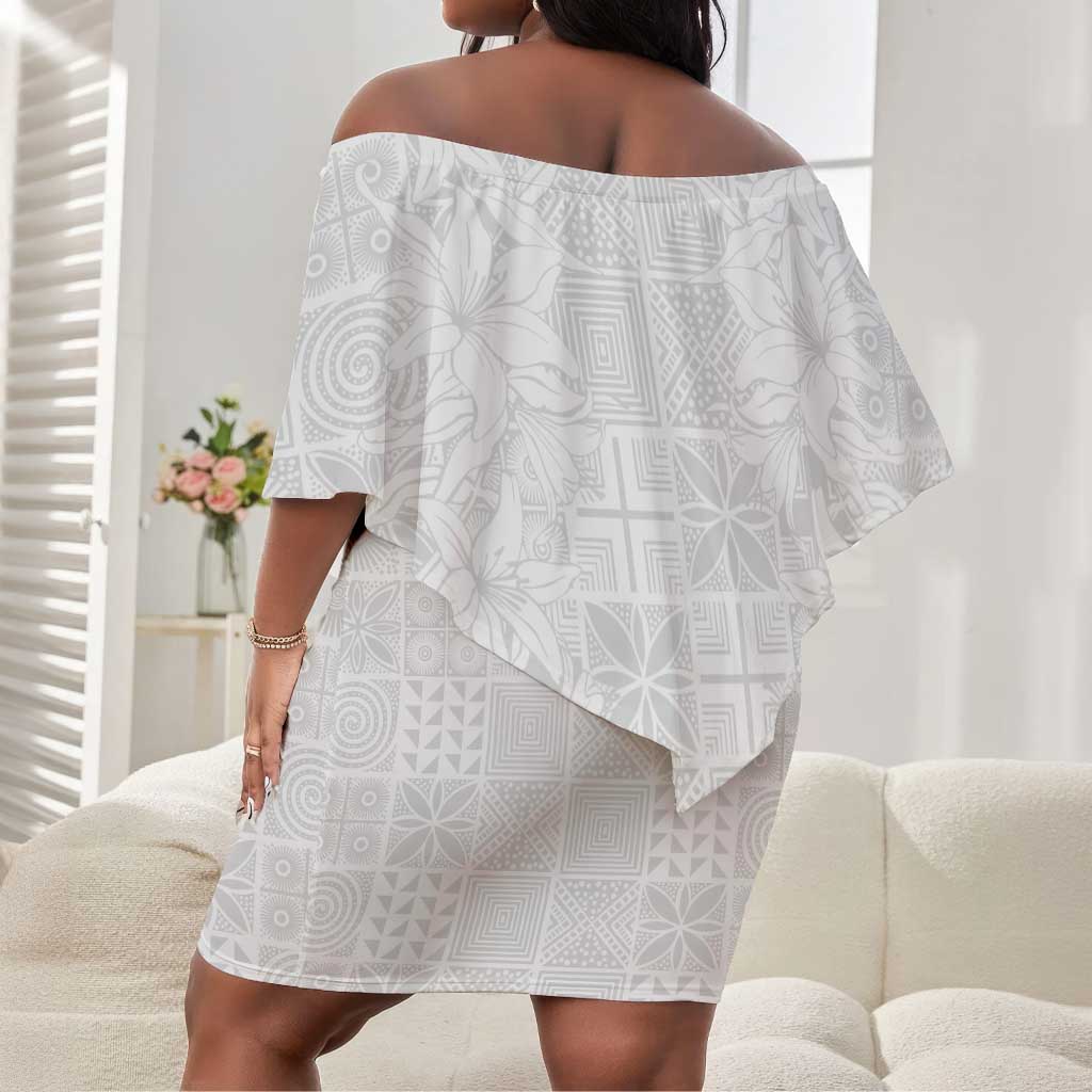 Nigeria Yoruba Osun-Osogbo Festival Off Shoulder Short Dress White Lily Lei - African Pride