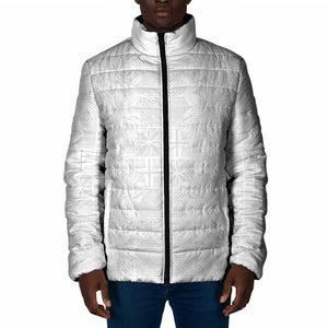 Nigeria Osun-Osogbo Festival Padded Jacket White Lily Lei With Yoruba Pattern