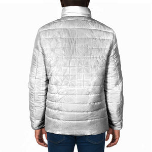 Nigeria Osun-Osogbo Festival Padded Jacket White Lily Lei With Yoruba Pattern
