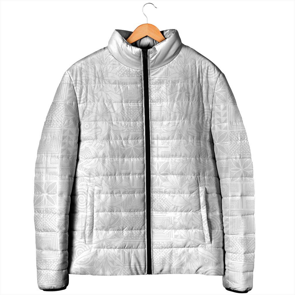 Nigeria Osun-Osogbo Festival Padded Jacket White Lily Lei With Yoruba Pattern