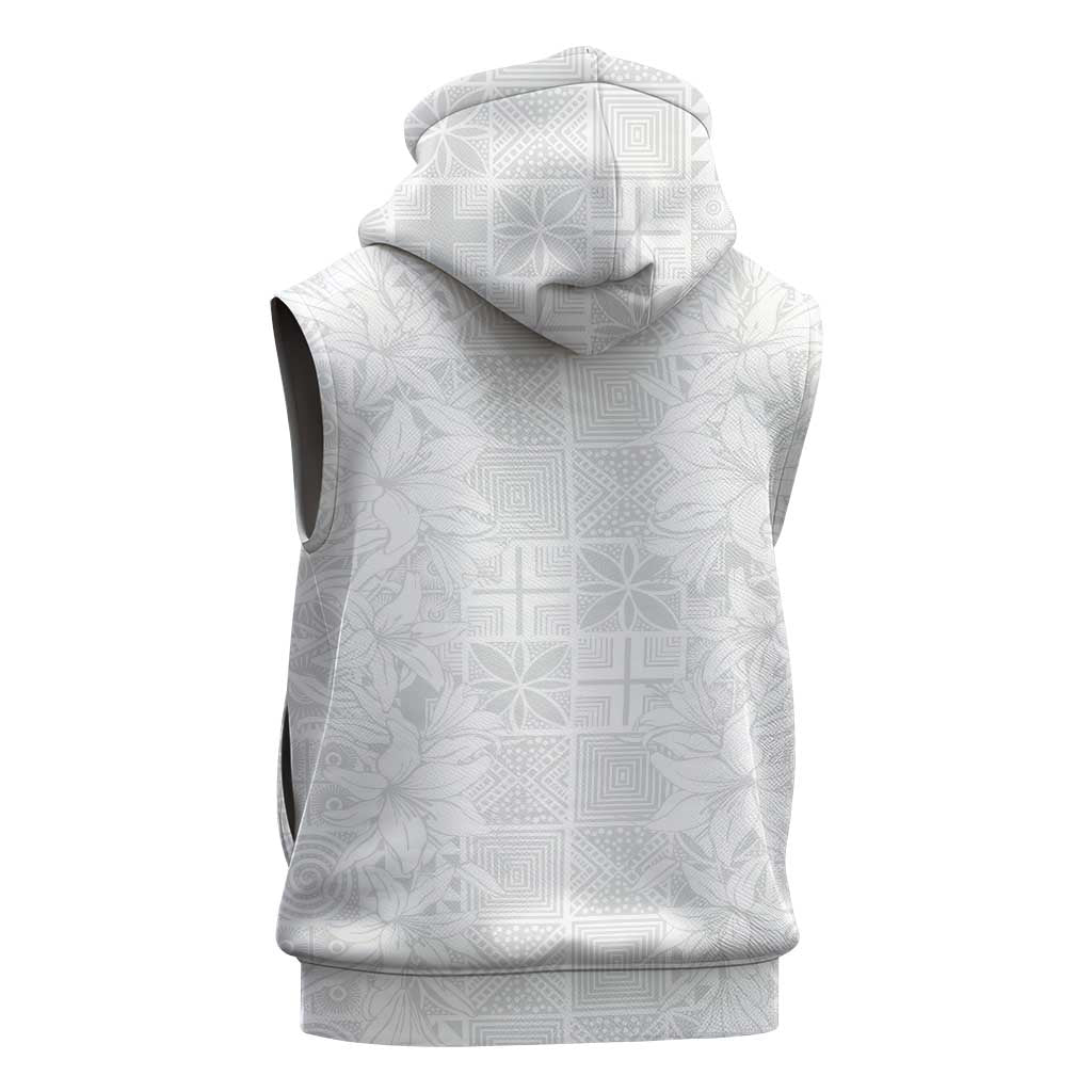 Nigeria Yoruba Osun-Osogbo Festival Sleeveless Zip Hoodie White Lily Lei - African Pride
