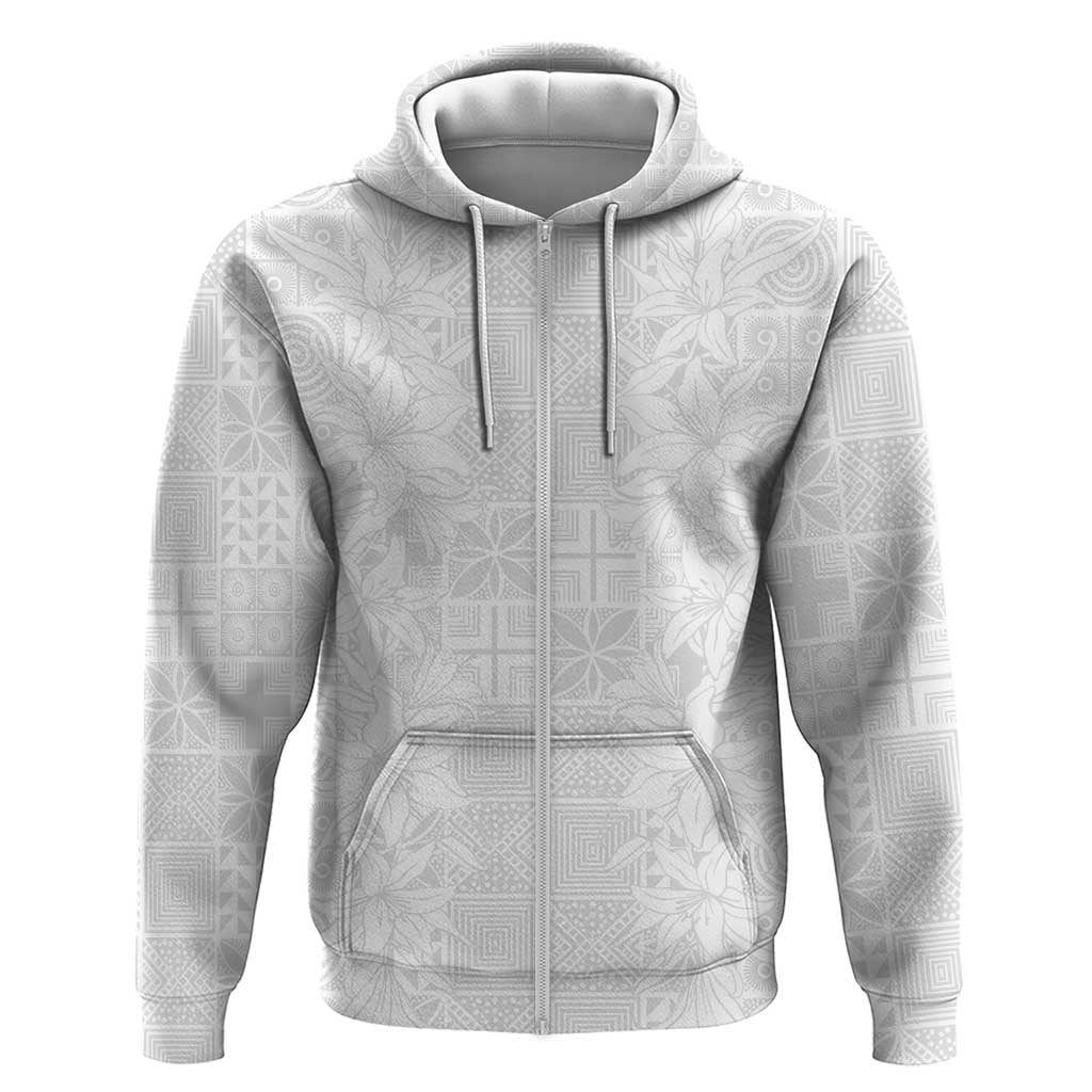 Nigeria Yoruba Osun-Osogbo Festival Zip Hoodie White Lily Lei - African Pride