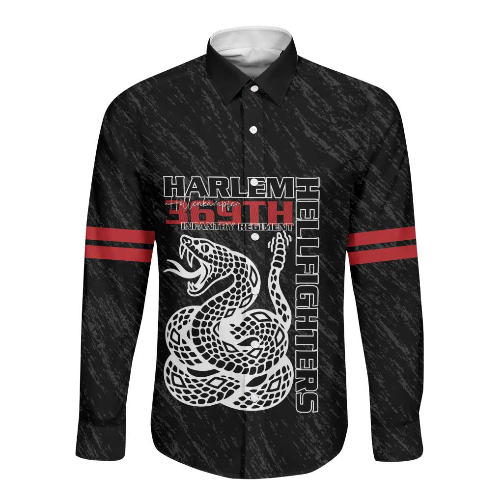Harlem Hellfighters Long Sleeve Button Shirt Harlem Rattlers - Don't Tread on Me - African Pride