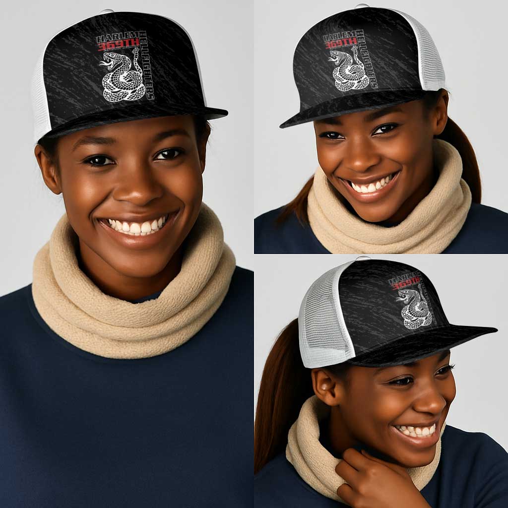 Harlem Hellfighters Mesh Trucker Cap Harlem Rattlers - Don't Tread on Me - African Pride