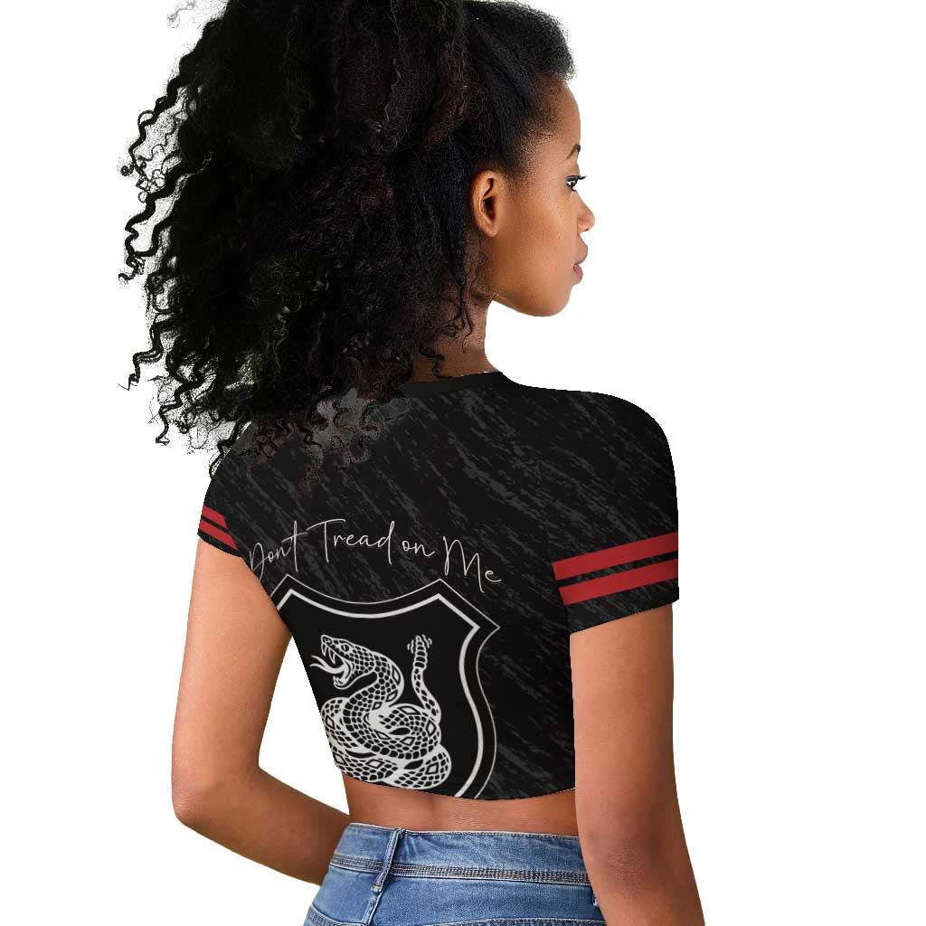 Harlem Hellfighters Raglan Cropped T shirt Harlem Rattlers - Don't Tread on Me - African Pride