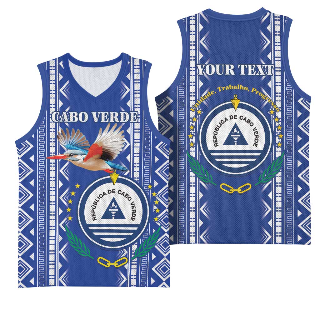 Personalised Cape Verde Basketball Jersey Grey Headed Kingfisher - Coat Of Arms LT15