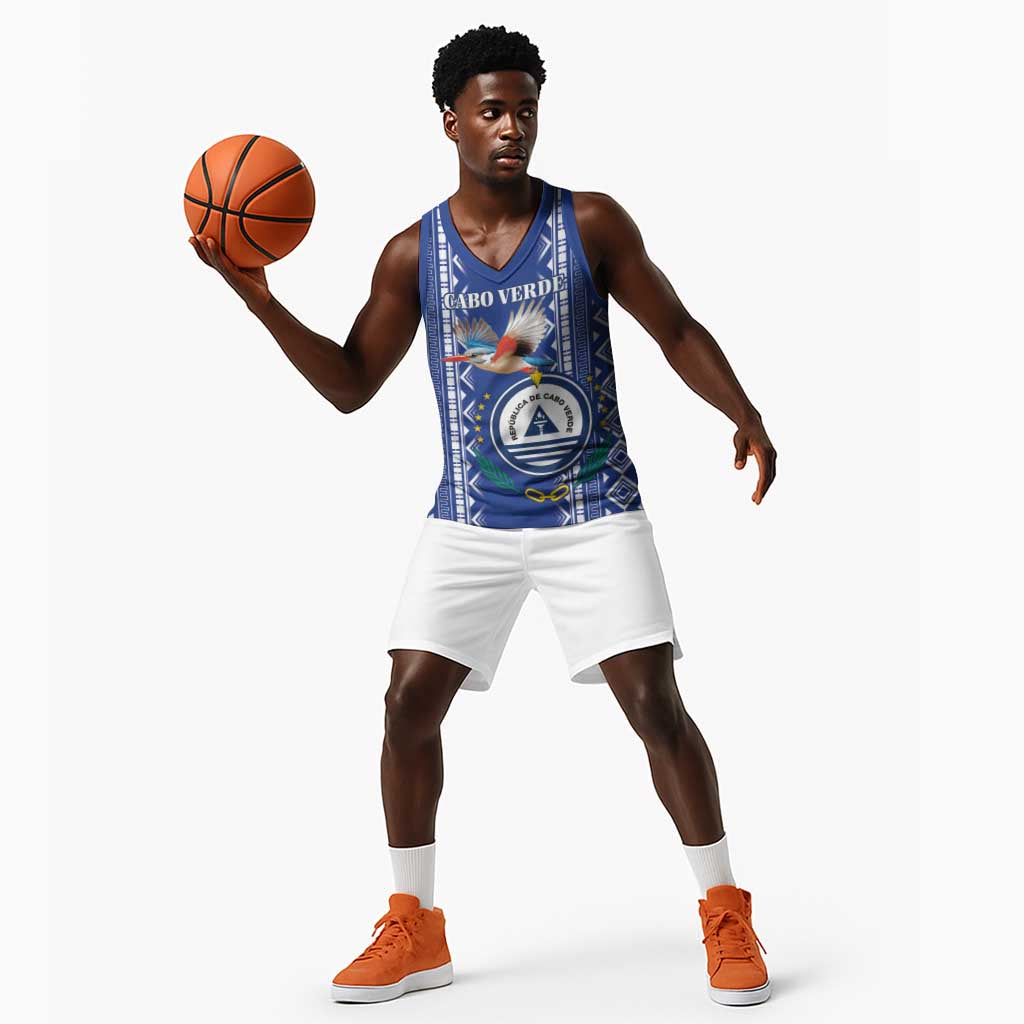Personalised Cape Verde Basketball Jersey Grey Headed Kingfisher - Coat Of Arms LT15