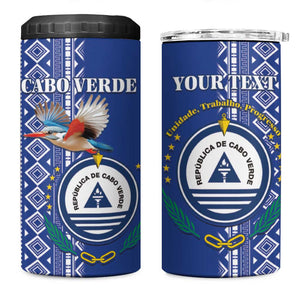 Personalised Cape Verde 4 in 1 Can Cooler Tumbler Grey Headed Kingfisher - Coat Of Arms