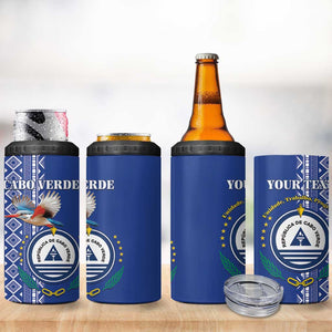 Personalised Cape Verde 4 in 1 Can Cooler Tumbler Grey Headed Kingfisher - Coat Of Arms