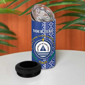 Personalised Cape Verde 4 in 1 Can Cooler Tumbler Grey Headed Kingfisher - Coat Of Arms