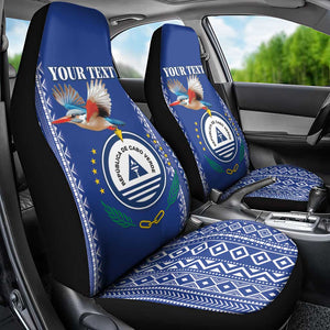 Personalised Cape Verde Car Seat Cover Grey Headed Kingfisher - Coat Of Arms