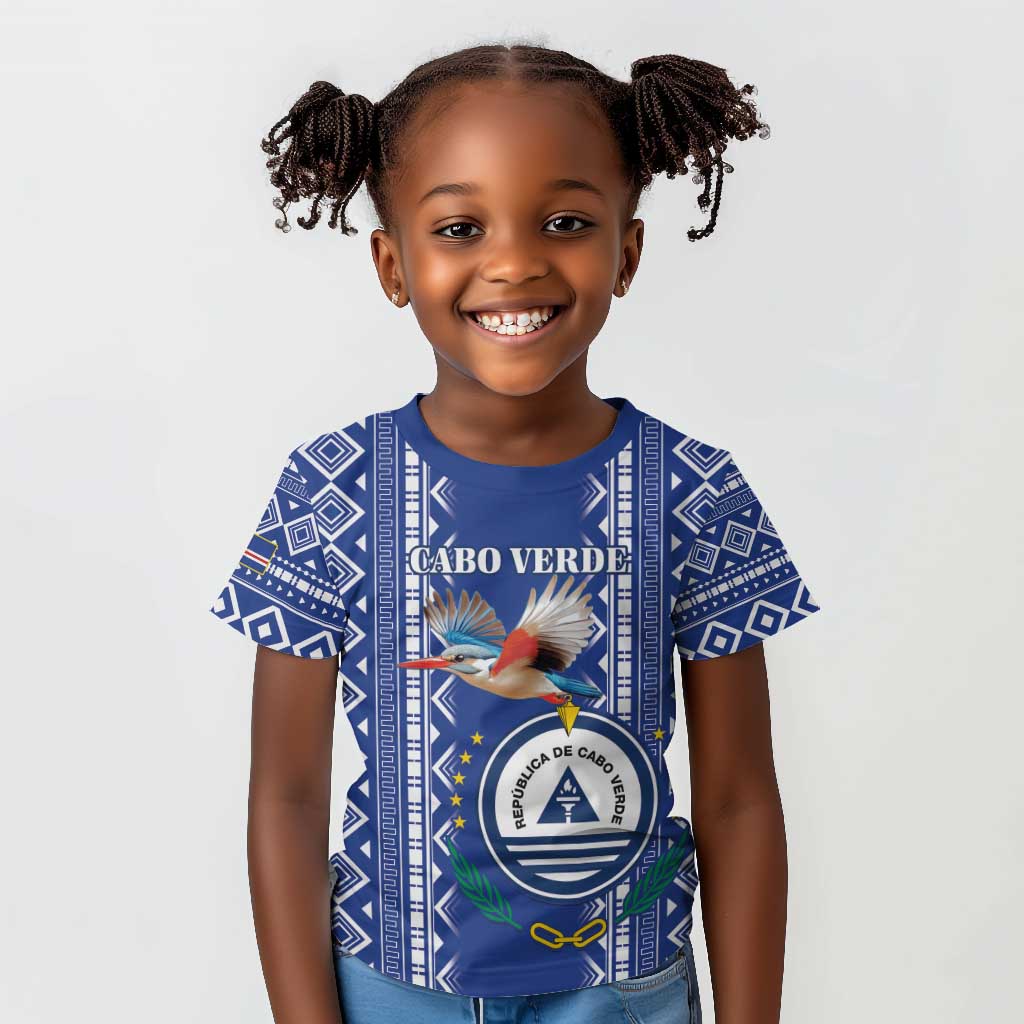 Personalised Cape Verde Kid T shirt Grey Headed Kingfisher - Coat Of Arms