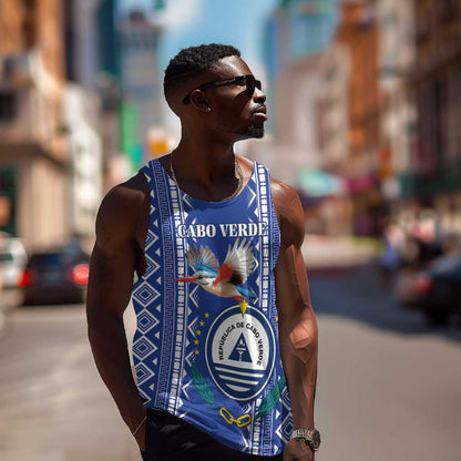 Personalised Cape Verde Men Tank Top Grey Headed Kingfisher - Coat Of Arms