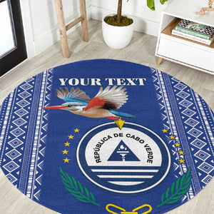 Personalised Cape Verde Round Carpet Grey Headed Kingfisher - Coat Of Arms