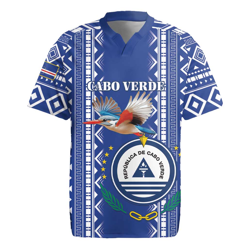 Personalised Cape Verde Rugby Jersey Grey Headed Kingfisher - Coat Of Arms