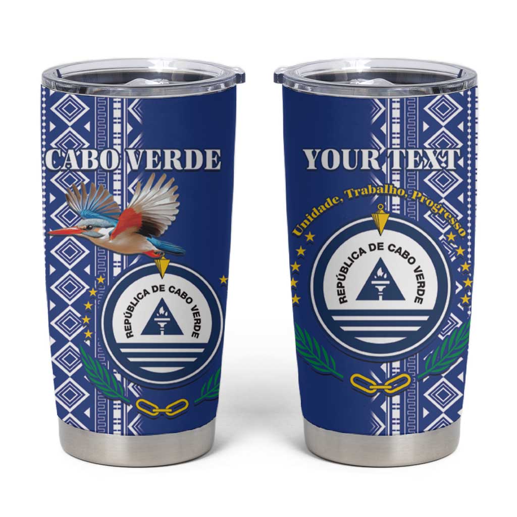 Personalised Cape Verde Tumbler Cup Grey Headed Kingfisher - Coat Of Arms