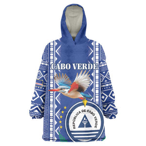 Personalised Cape Verde Wearable Blanket Hoodie Grey Headed Kingfisher - Coat Of Arms