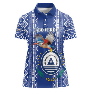 Personalised Cape Verde Women Polo Shirt Grey Headed Kingfisher - Coat Of Arms