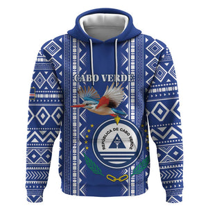 Personalised Cape Verde Zip Hoodie Grey Headed Kingfisher - Coat Of Arms