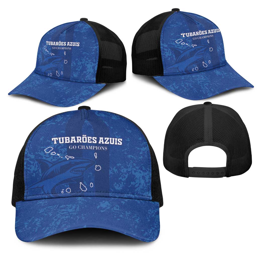 Cape Verde Football Baseball Net Cap Go Champions Tubaroes Azuis - African Pride