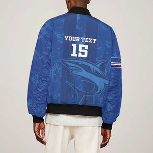 Custom Cape Verde Football Bomber Jacket Go Champions Tubaroes Azuis