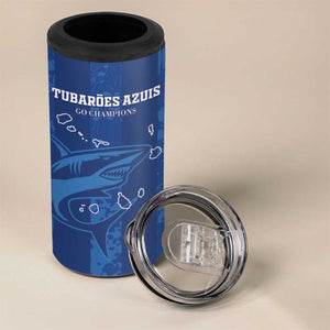 Custom Cape Verde Football 4 in 1 Can Cooler Tumbler Go Champions Tubaroes Azuis