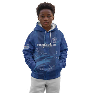 Custom Cape Verde Football Kid Hoodie Go Champions Tubaroes Azuis