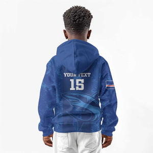 Custom Cape Verde Football Kid Hoodie Go Champions Tubaroes Azuis