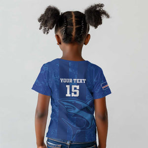 Custom Cape Verde Football Kid T shirt Go Champions Tubaroes Azuis