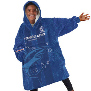 Custom Cape Verde Football Kid Wearable Blanket Hoodie Go Champions Tubaroes Azuis