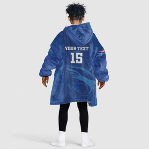 Custom Cape Verde Football Kid Wearable Blanket Hoodie Go Champions Tubaroes Azuis