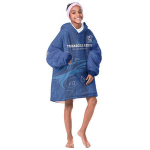 Custom Cape Verde Football Kid Wearable Blanket Hoodie Go Champions Tubaroes Azuis